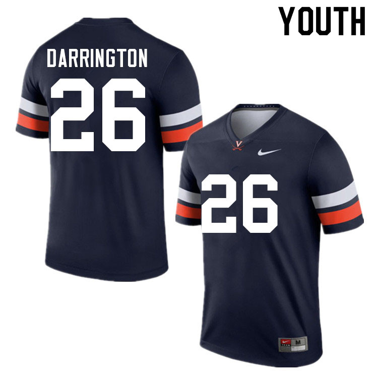 Youth #26 Devin Darrington Virginia Cavaliers College Football Jerseys Sale-Navy